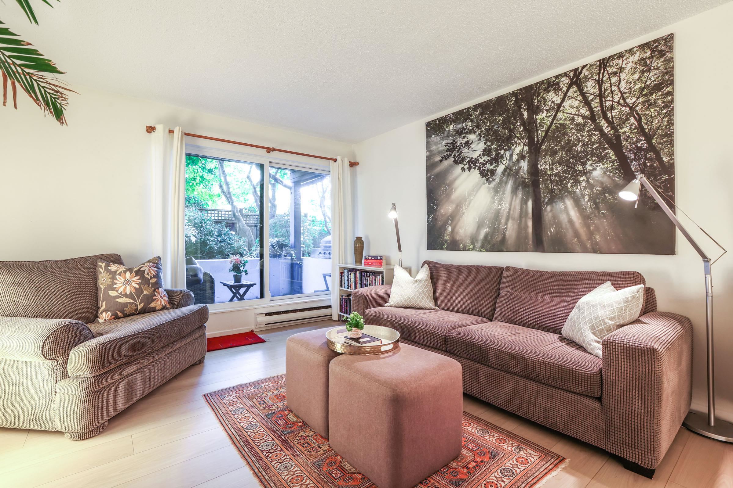 Living room with patio view